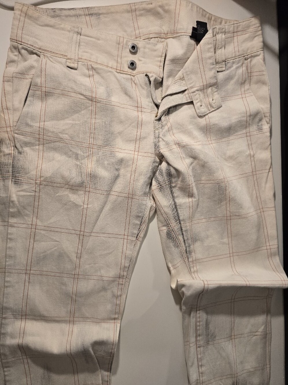 Diesel Cream Pants with Rust-Trim Plaid